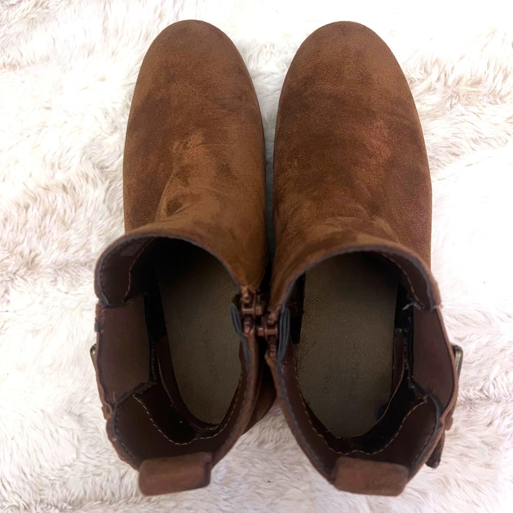 Kohl's Sonoma Cognac Faux Suede Buckle Zip Ankle Boots Women's Size 6.5‎ Medium - Picture 8 of 8